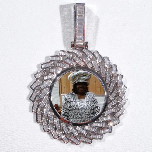 Large 3D Baguette Custom Picture Pendant