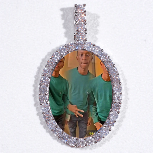 Large 3D Oval Custom Picture Pendant