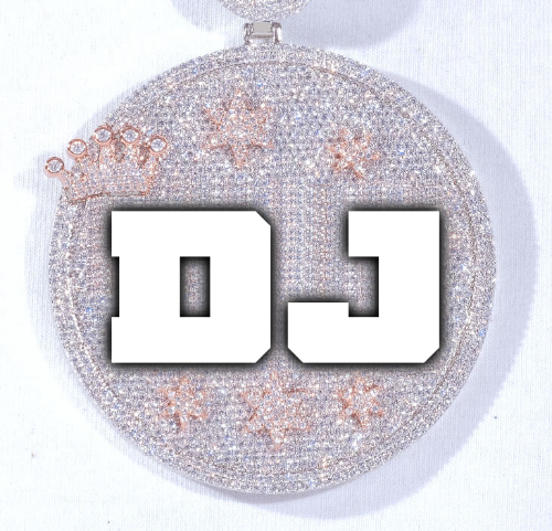 CUSTOM LETTER NECKLACE 3D BIG CROWN DISC