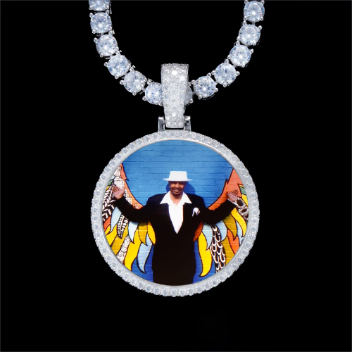 925S & VVS Moissanite 3D Circle Custom Picture Pendant