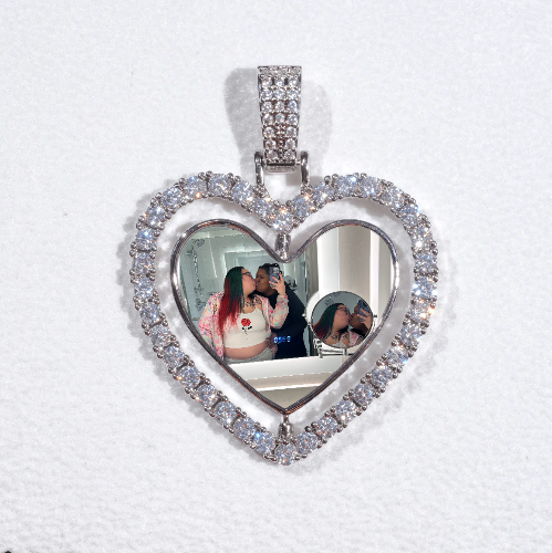 3D Spinning 2-Faced Heart Custom Picture Pendant