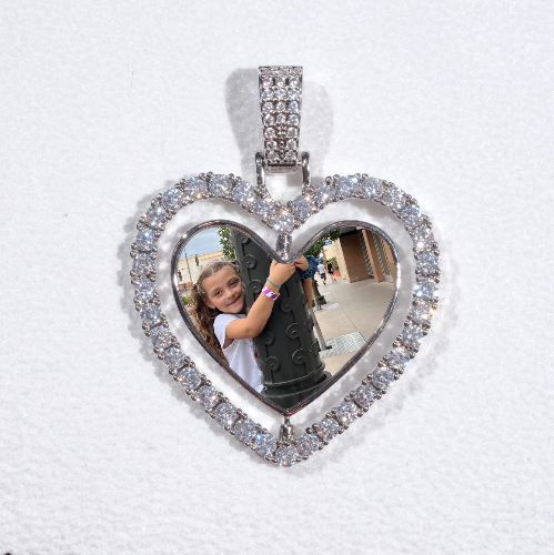 3D Spinning 2-Faced Heart Custom Picture Pendant