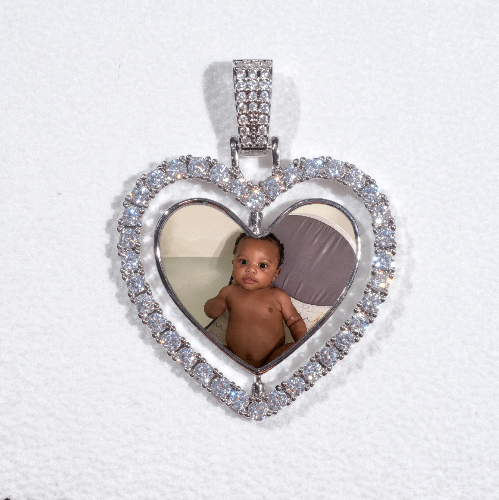 3D Spinning 2-Faced Heart Custom Picture Pendant