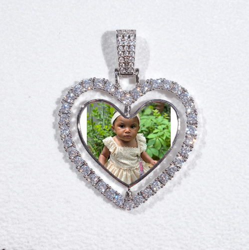 3D Spinning 2-Faced Heart Custom Picture Pendant