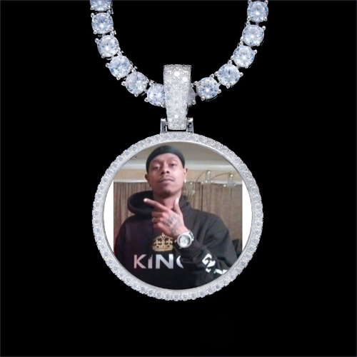 925S & VVS Moissanite 3D Circle Custom Picture Pendant