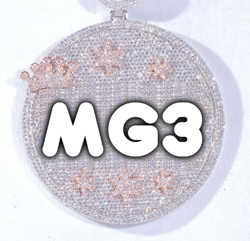 CUSTOM LETTER NECKLACE 3D BIG CROWN DISC