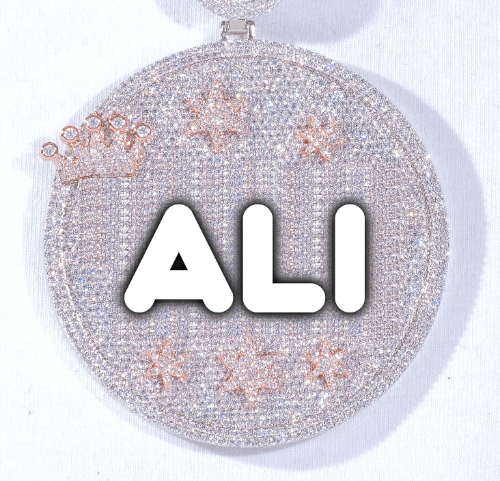 CUSTOM LETTER NECKLACE 3D BIG CROWN DISC