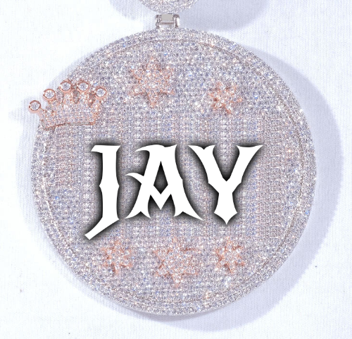 CUSTOM LETTER NECKLACE 3D BIG CROWN DISC