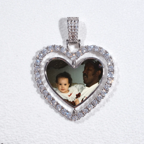 3D Spinning 2-Faced Heart Custom Picture Pendant