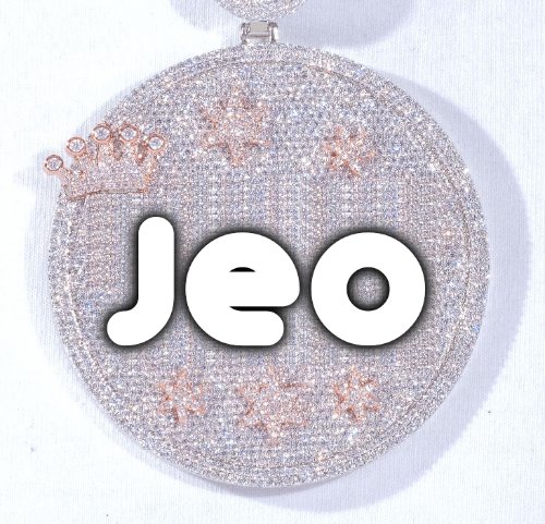 CUSTOM LETTER NECKLACE 3D BIG CROWN DISC