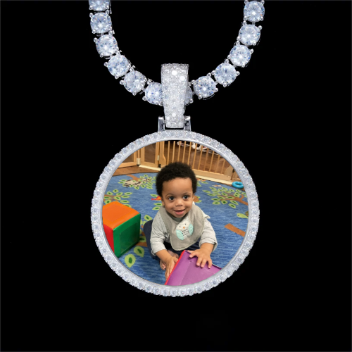 925S & VVS Moissanite 3D Circle Custom Picture Pendant