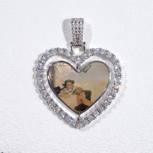 3D Spinning 2-Faced Heart Custom Picture Pendant