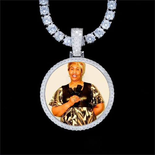 925S & VVS Moissanite 3D Circle Custom Picture Pendant