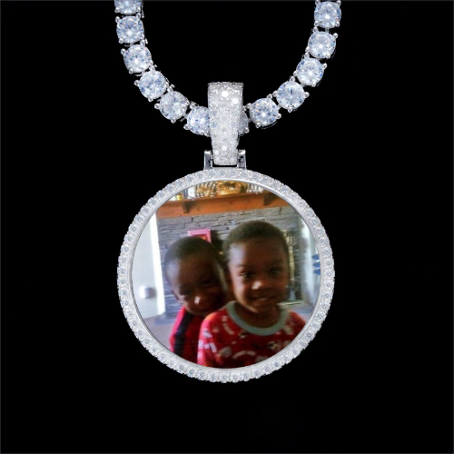 925S & VVS Moissanite 3D Circle Custom Picture Pendant