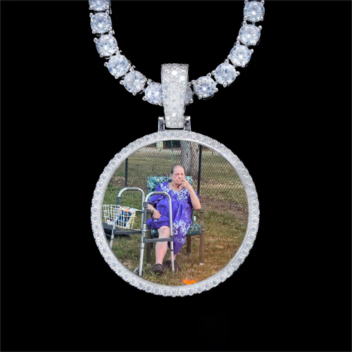 925S & VVS Moissanite 3D Circle Custom Picture Pendant