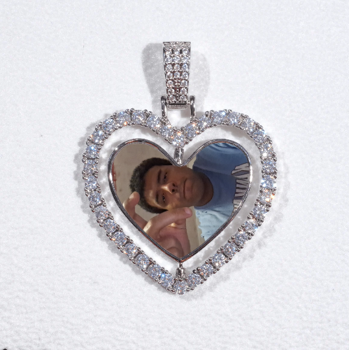 3D Spinning 2-Faced Heart Custom Picture Pendant
