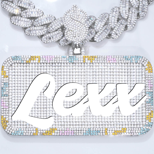 CUSTOM LETTER NECKLACE 3D COLORFUL SQUARE