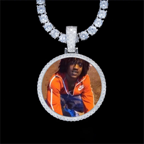 925S & VVS Moissanite 3D Circle Custom Picture Pendant