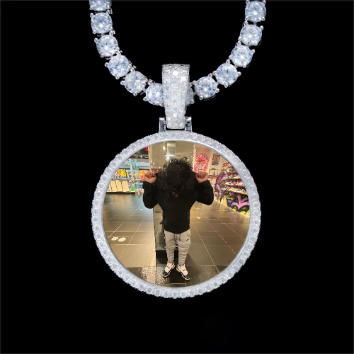 925S & VVS Moissanite 3D Circle Custom Picture Pendant