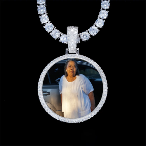 925S & VVS Moissanite 3D Circle Custom Picture Pendant