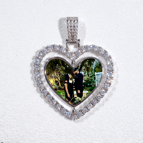 3D Spinning 2-Faced Heart Custom Picture Pendant