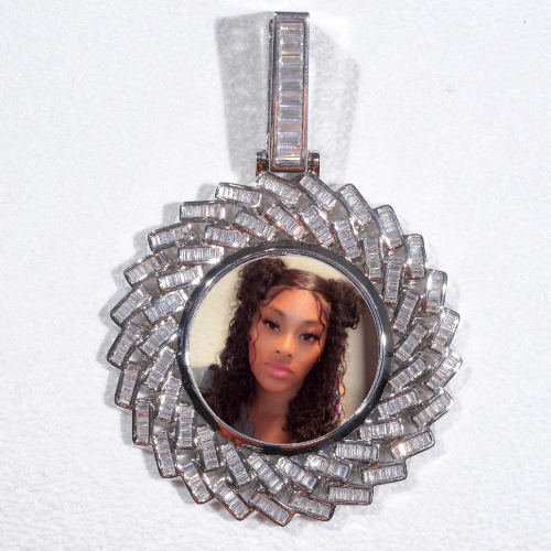 Large 3D Baguette Custom Picture Pendant