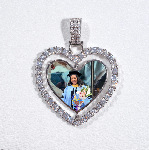 3D Spinning 2-Faced Heart Custom Picture Pendant