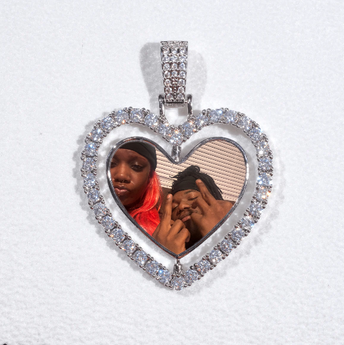 3D Spinning 2-Faced Heart Custom Picture Pendant