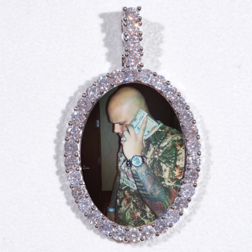 Large 3D Oval Custom Picture Pendant