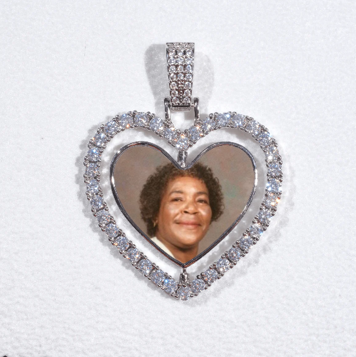 3D Spinning 2-Faced Heart Custom Picture Pendant
