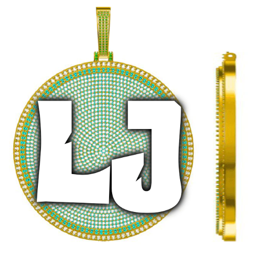 CUSTOM LETTER NECKLACE 3D BIG DISC