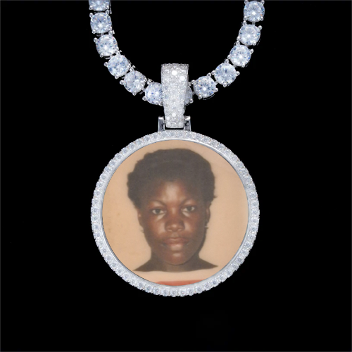 925S & VVS Moissanite 3D Circle Custom Picture Pendant