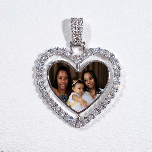 3D Spinning 2-Faced Heart Custom Picture Pendant