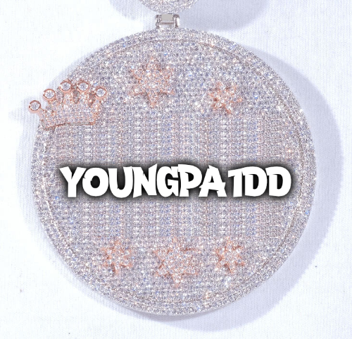 CUSTOM LETTER NECKLACE 3D BIG CROWN DISC
