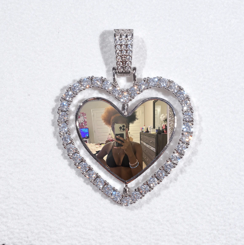 3D Spinning 2-Faced Heart Custom Picture Pendant