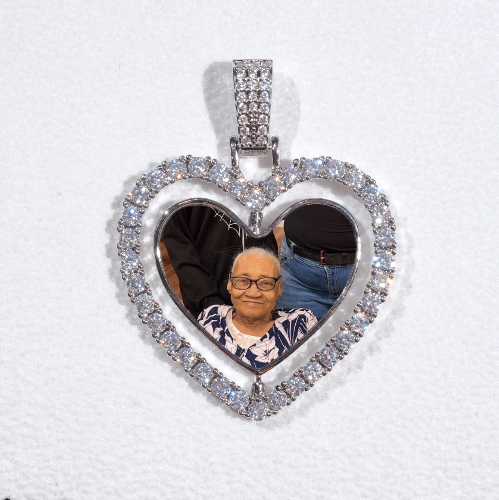 3D Spinning 2-Faced Heart Custom Picture Pendant