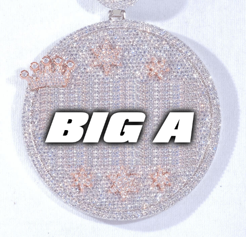 CUSTOM LETTER NECKLACE 3D BIG CROWN DISC
