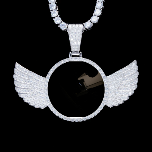 925S & VVS Moissanite 3D Wing Custom Picture Pendant