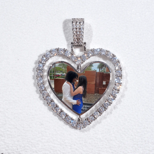 3D Spinning 2-Faced Heart Custom Picture Pendant