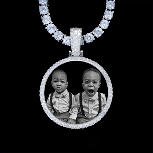 925S & VVS Moissanite 3D Circle Custom Picture Pendant