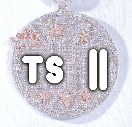 CUSTOM LETTER NECKLACE 3D BIG CROWN DISC