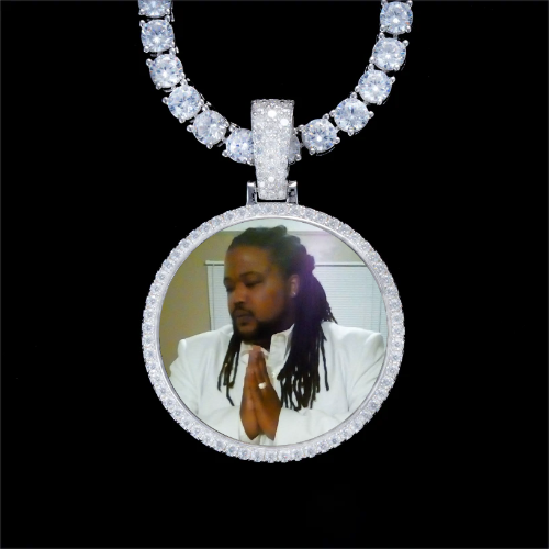 925S & VVS Moissanite 3D Circle Custom Picture Pendant