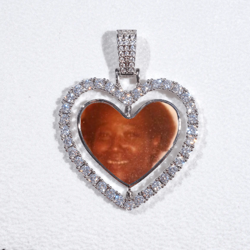 3D Spinning 2-Faced Heart Custom Picture Pendant