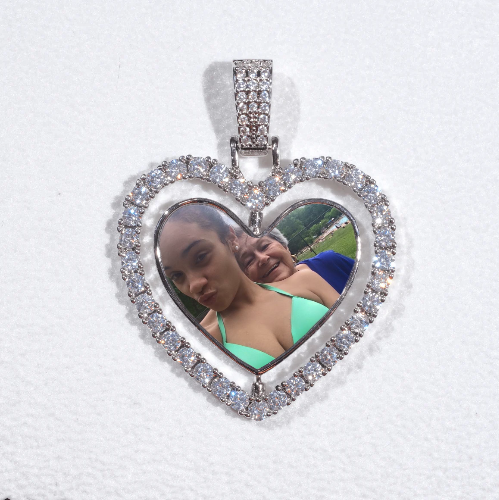 3D Spinning 2-Faced Heart Custom Picture Pendant