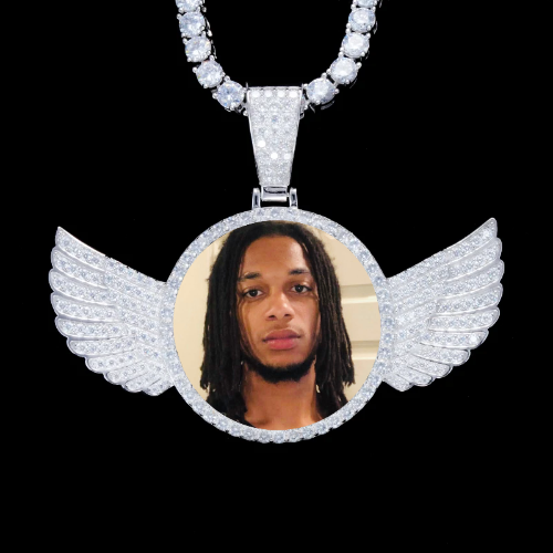 925S & VVS Moissanite 3D Wing Custom Picture Pendant