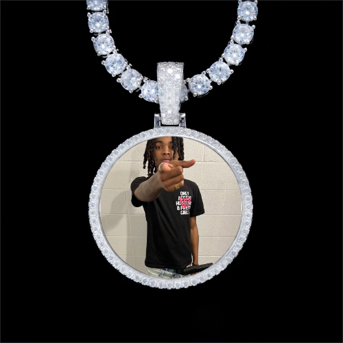 925S & VVS Moissanite 3D Circle Custom Picture Pendant
