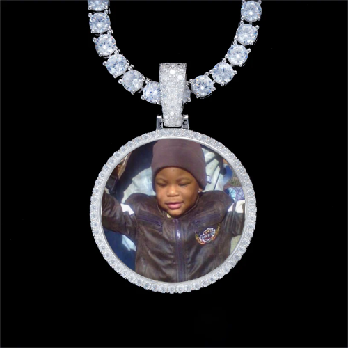 925S & VVS Moissanite 3D Circle Custom Picture Pendant