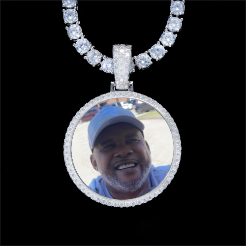 925S & VVS Moissanite 3D Circle Custom Picture Pendant