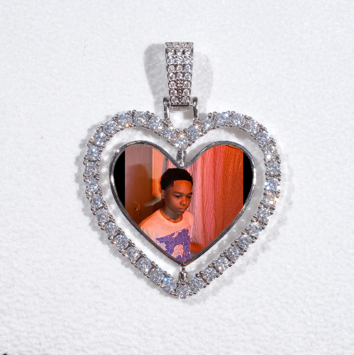 3D Spinning 2-Faced Heart Custom Picture Pendant