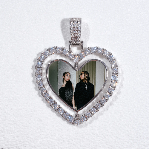 3D Spinning 2-Faced Heart Custom Picture Pendant